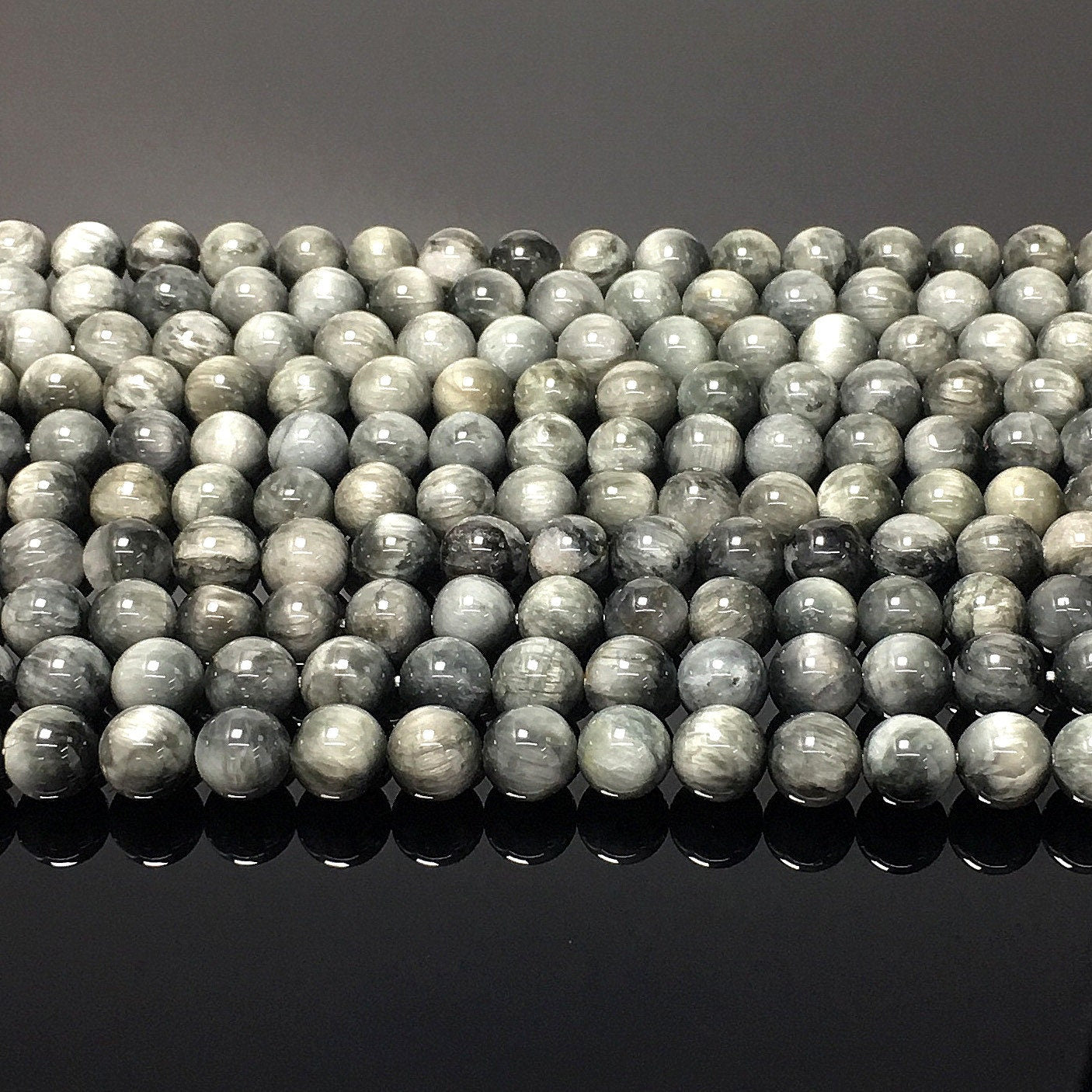 Natural Gray Eagle Eye Round Beads