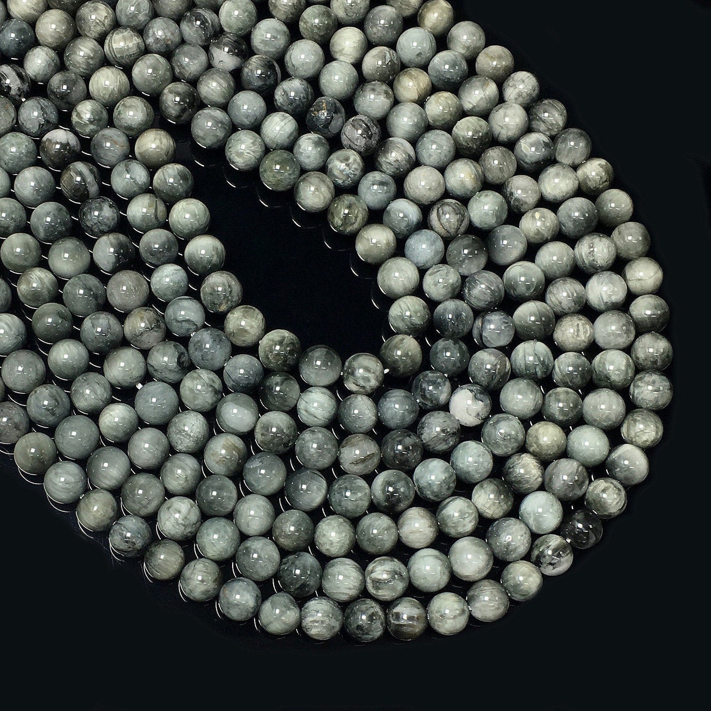 Natural Gray Eagle Eye Round Beads