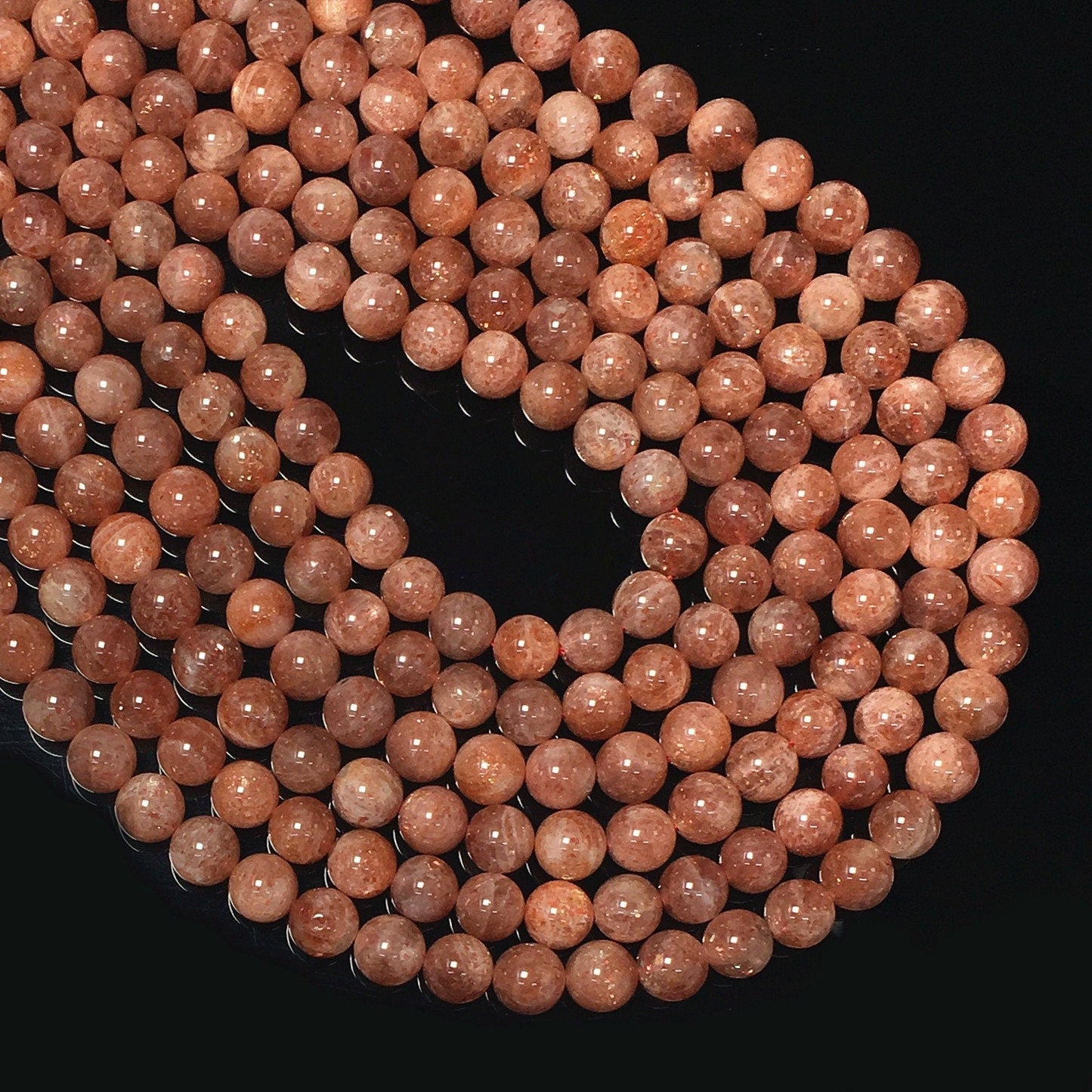 Natural Sunstone or Orange Moonstone Round Beads