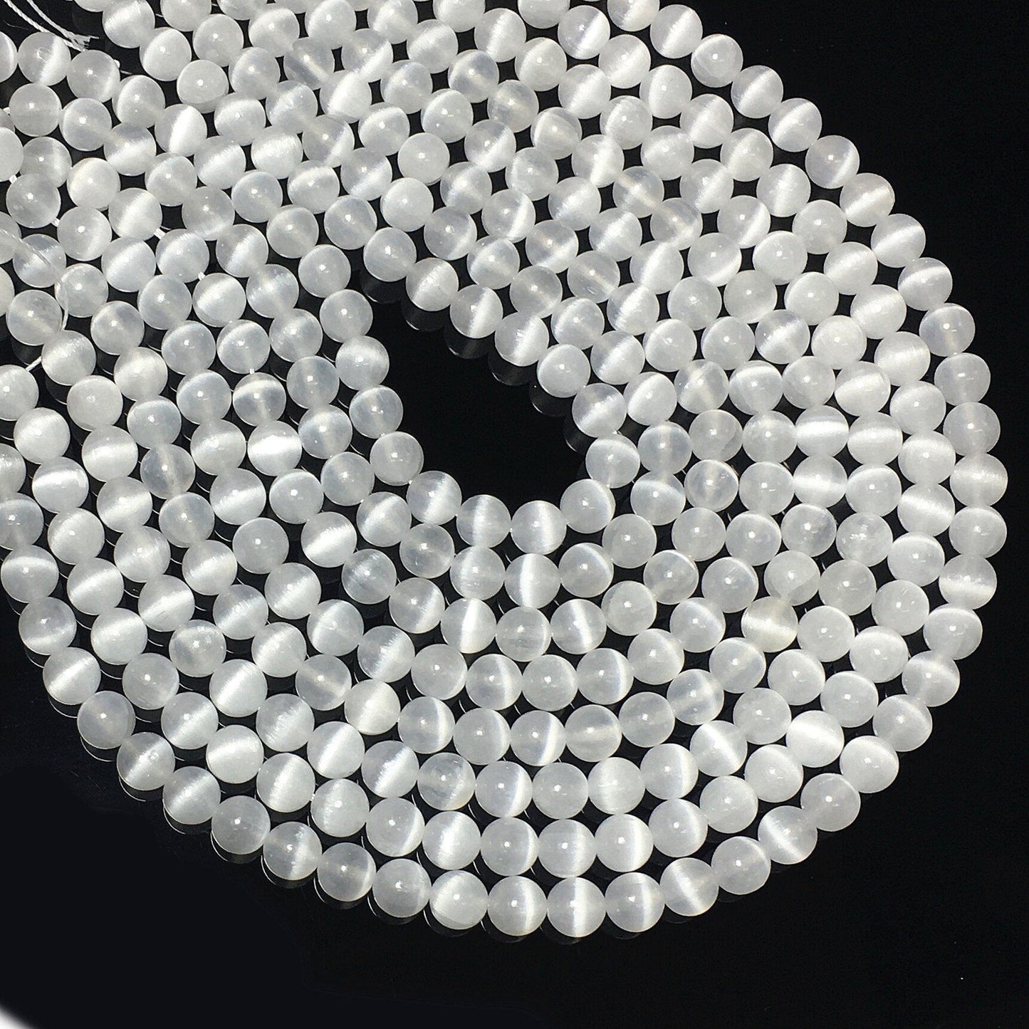 Natural Selenite Round Smooth Beads