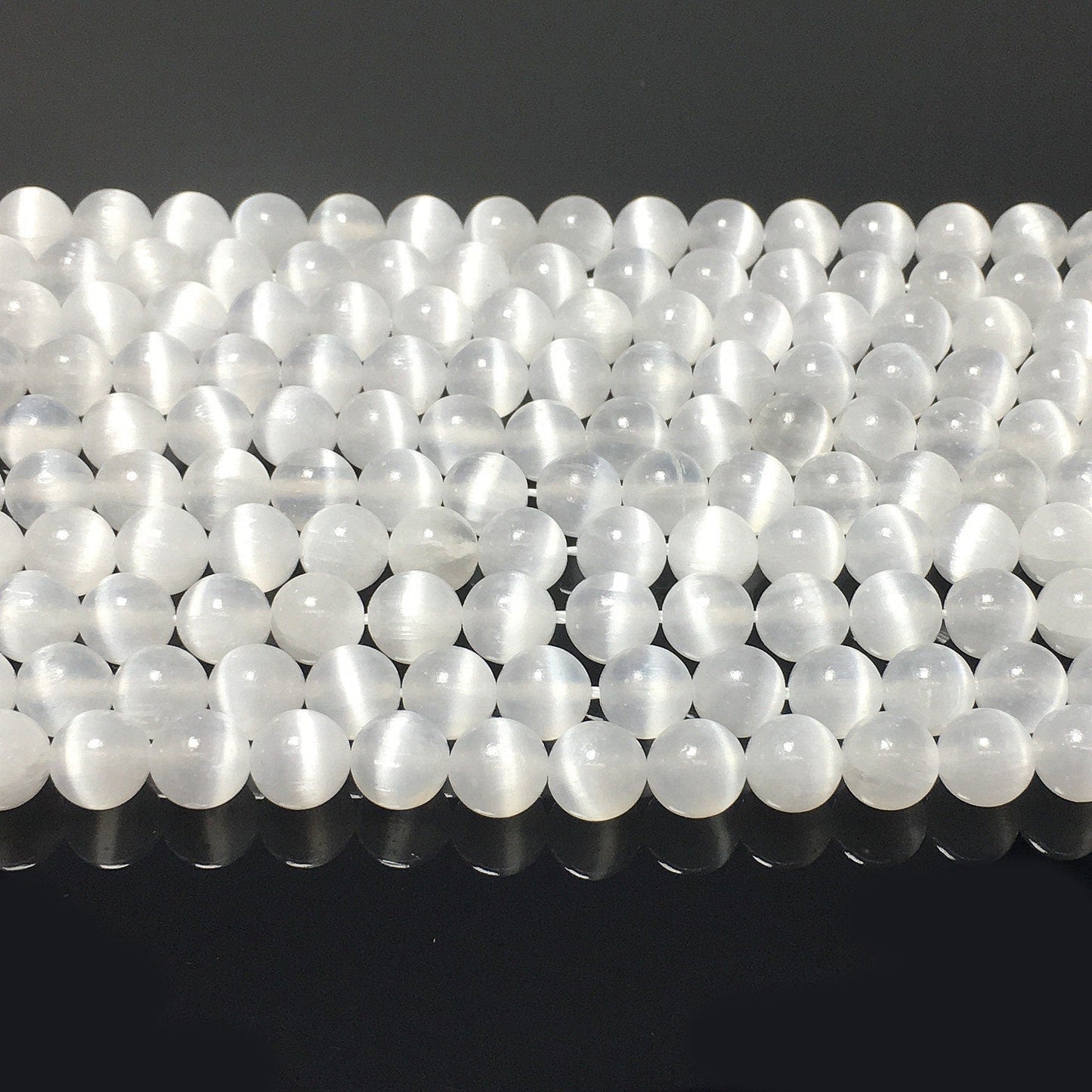 Natural Selenite Round Smooth Beads