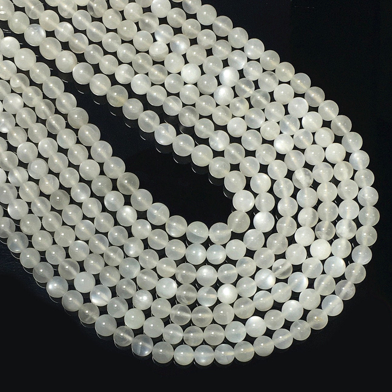 Natural White Milky Moonstone Highly Polished Round Bead