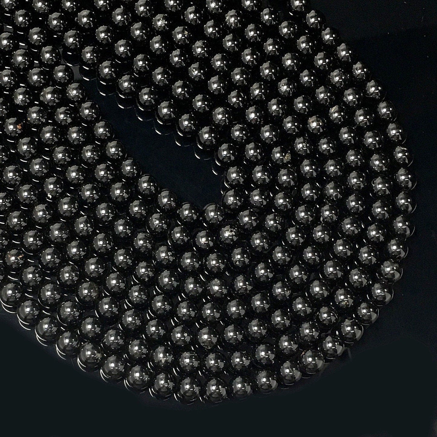 Natural Black Tourmaline Round Beads