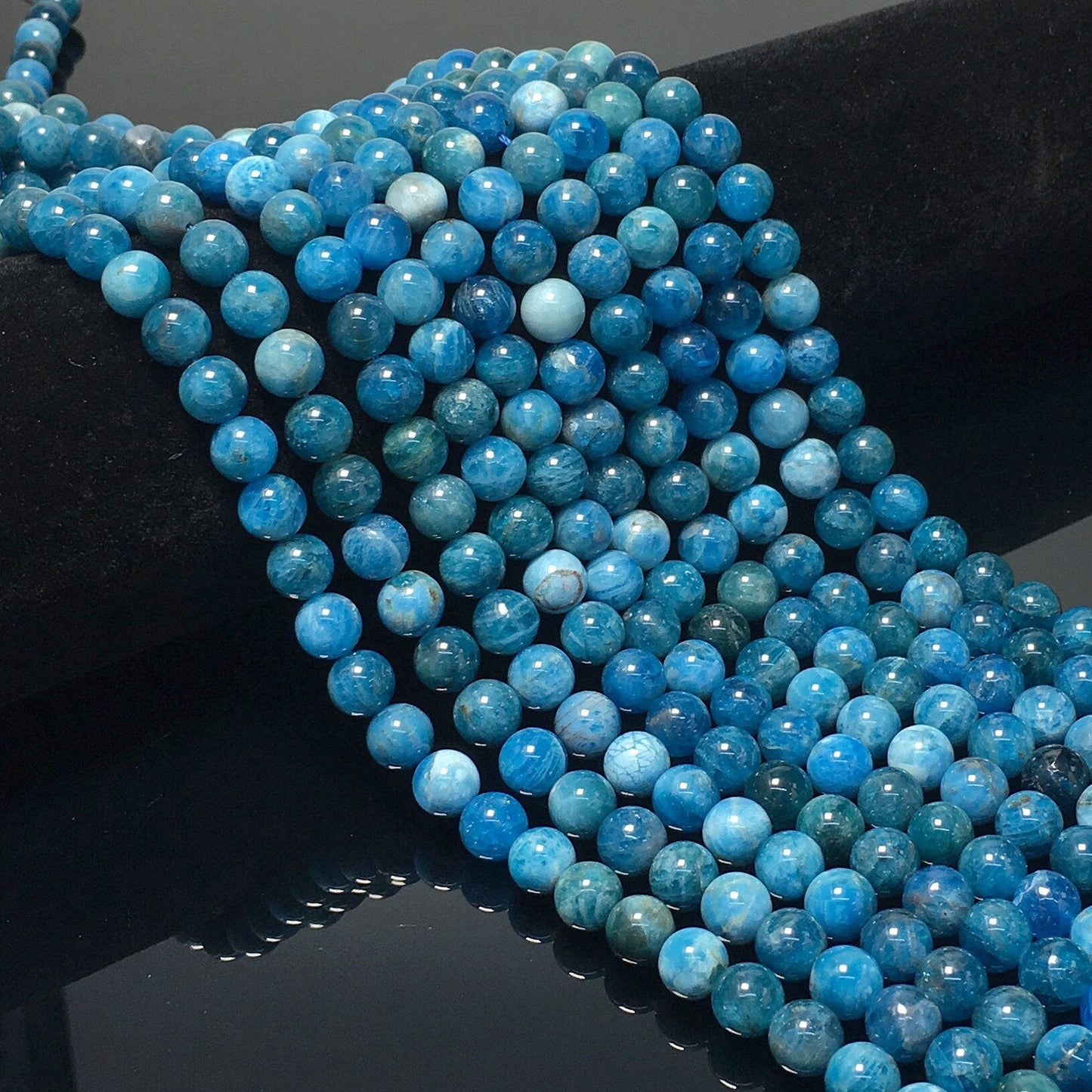 Natural Blue Apatite Round Beads