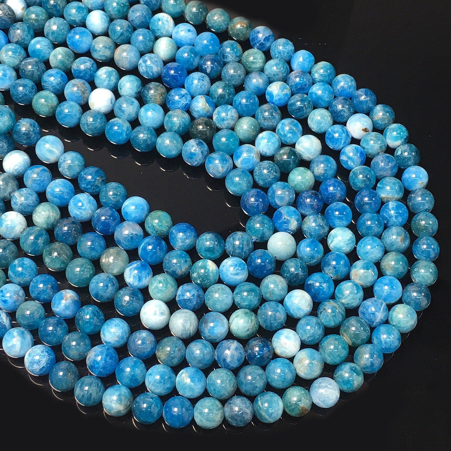 Natural Blue Apatite Round Beads