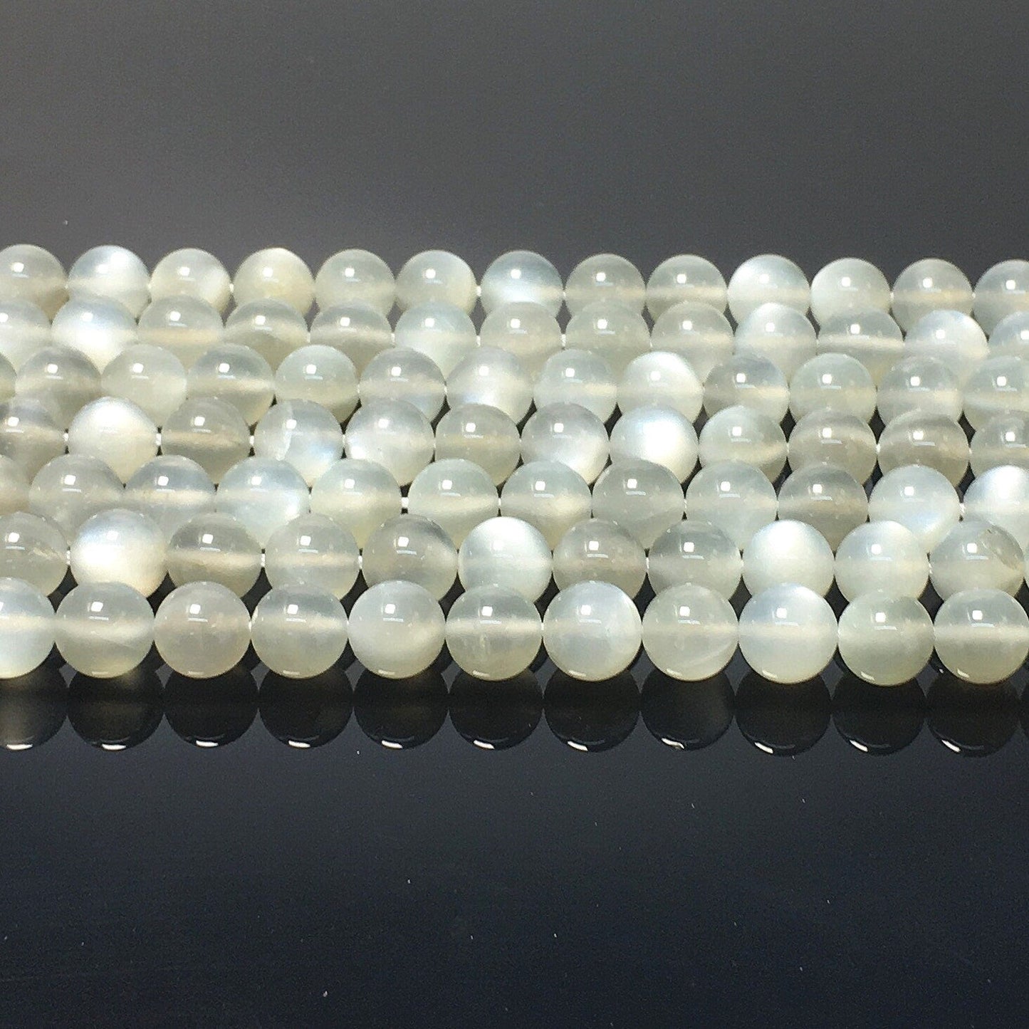 Natural Grey Milky Moonstone Highly Polished Round Beads
