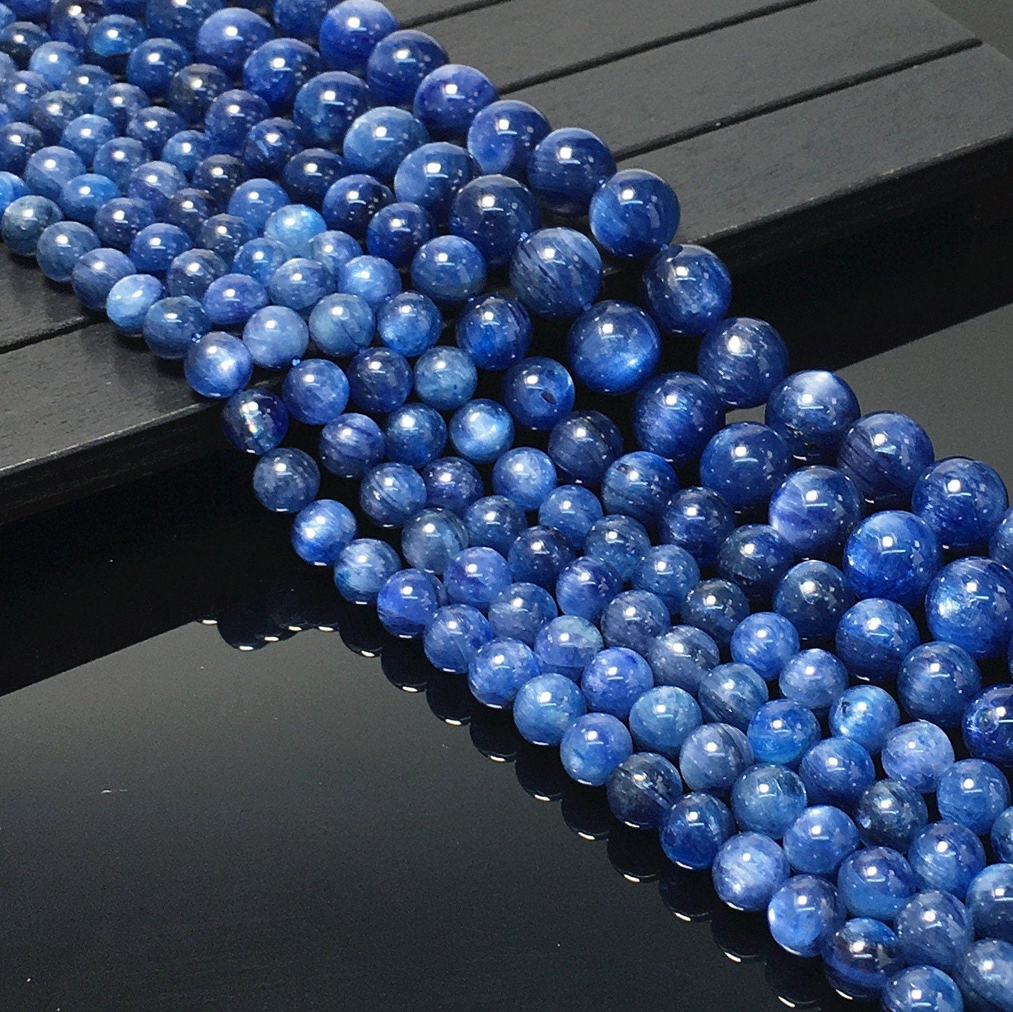 Natural Blue Kyanite Round Beads