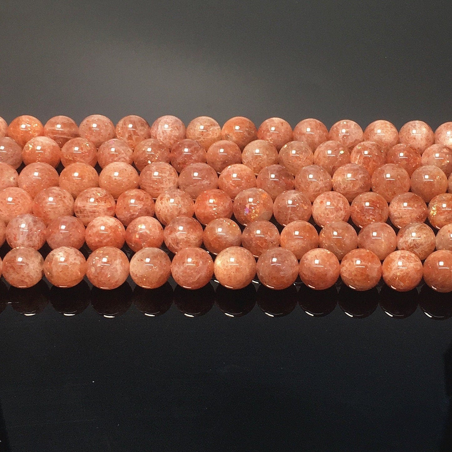 Natural Sunstone or Orange Moonstone Round Beads