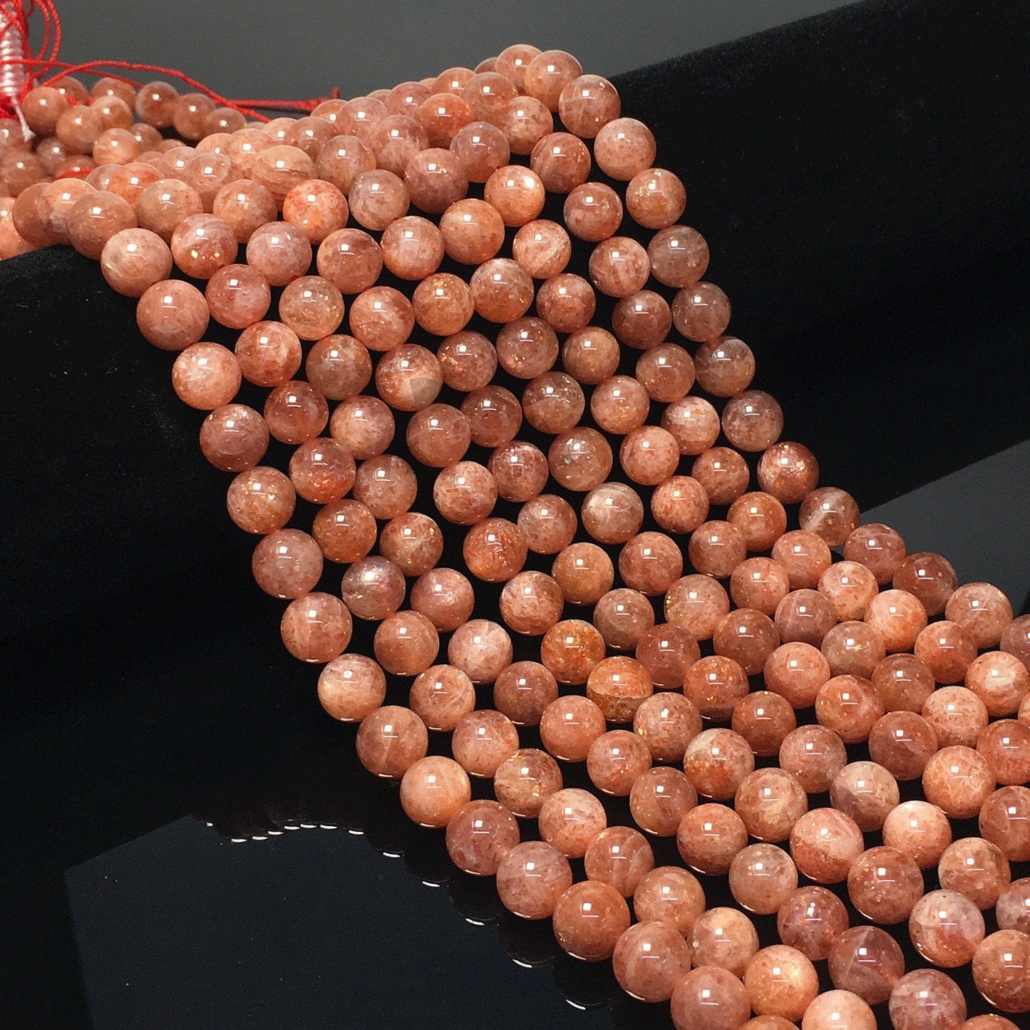 Natural Sunstone or Orange Moonstone Round Beads