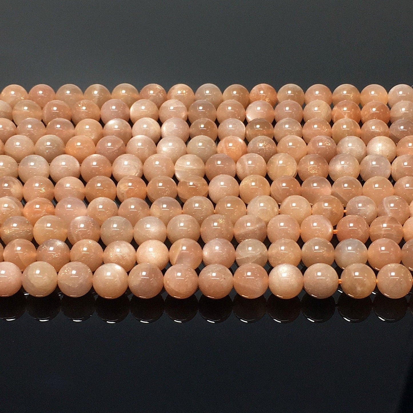 Natural Peach Moonstone Round Smooth Beads