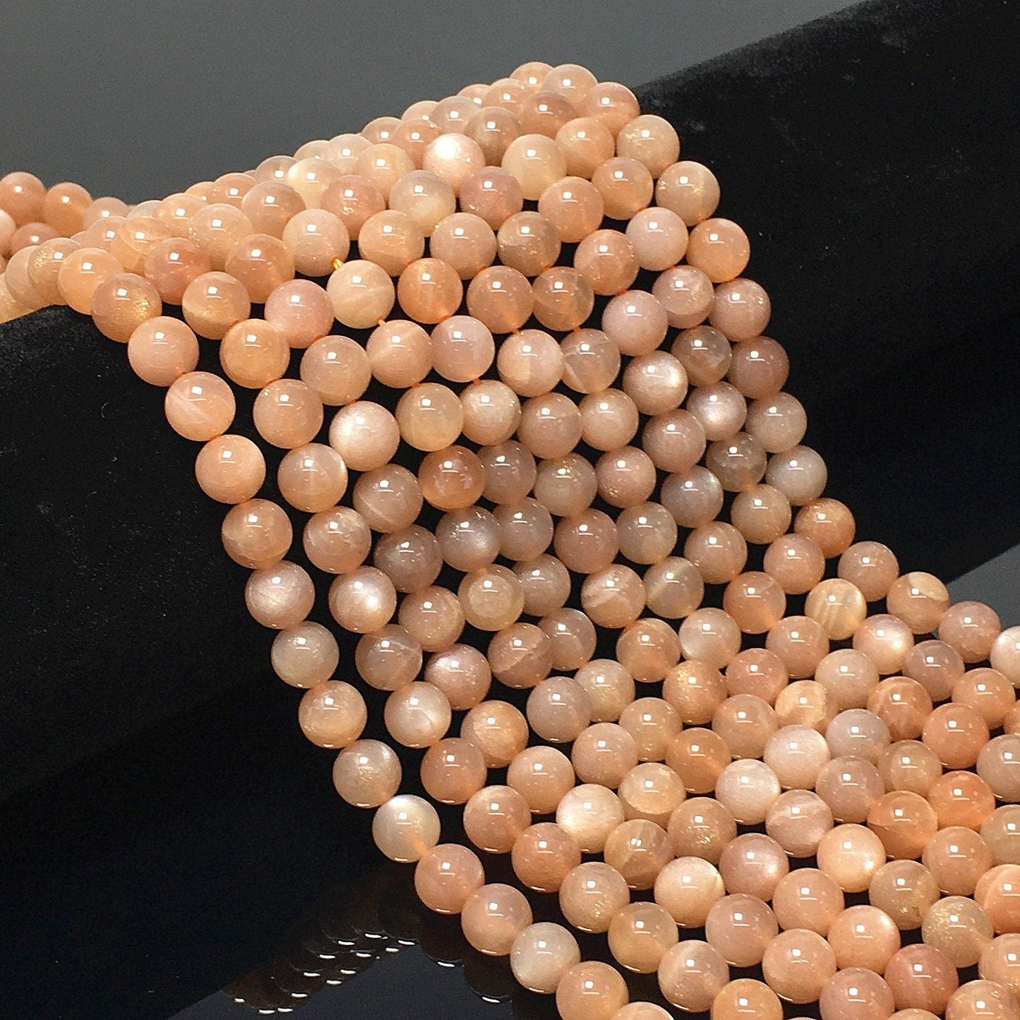 Natural Peach Moonstone Round Smooth Beads