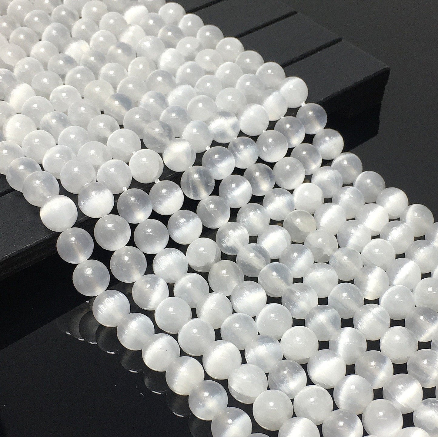 Natural Selenite Round Smooth Beads