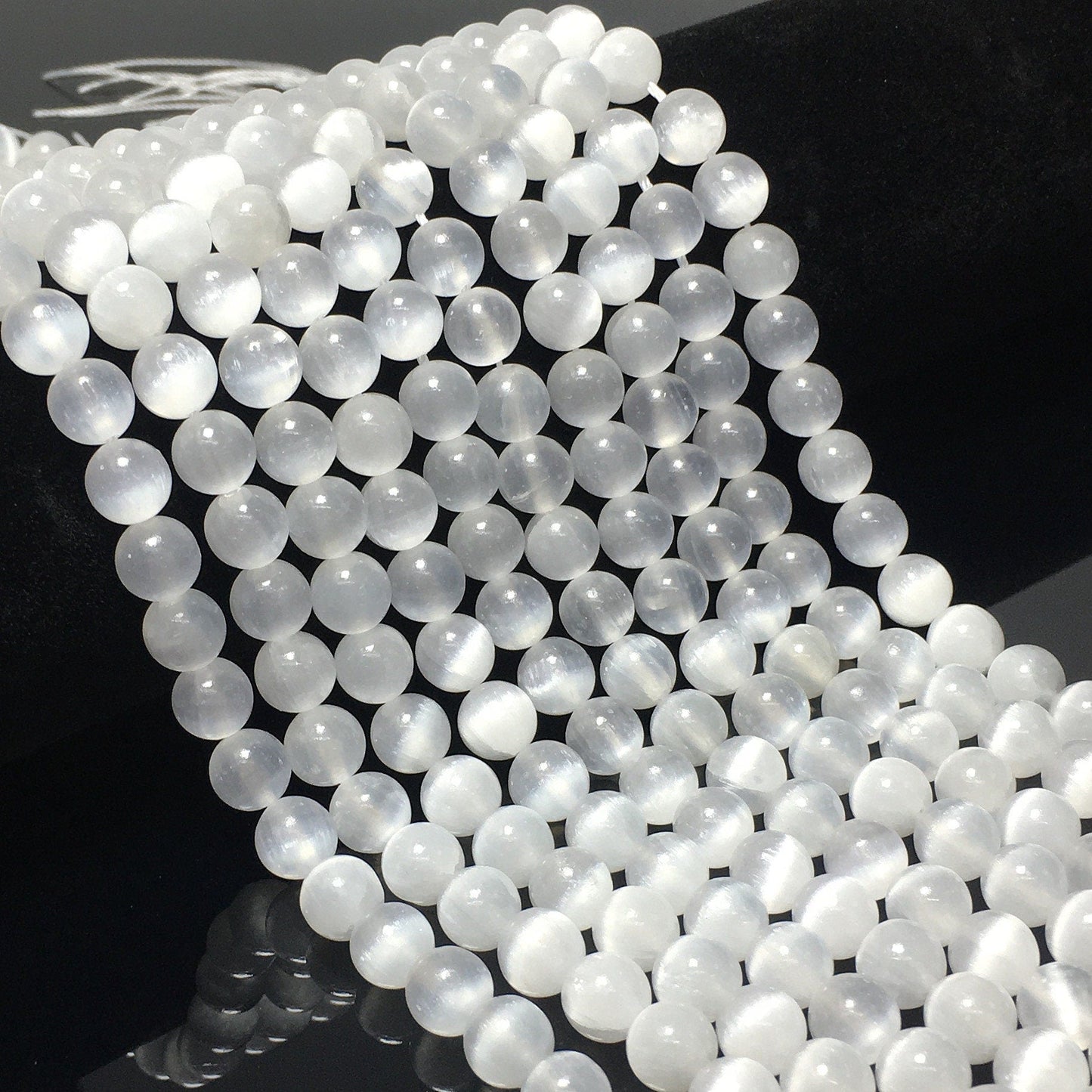 Natural Selenite Round Smooth Beads