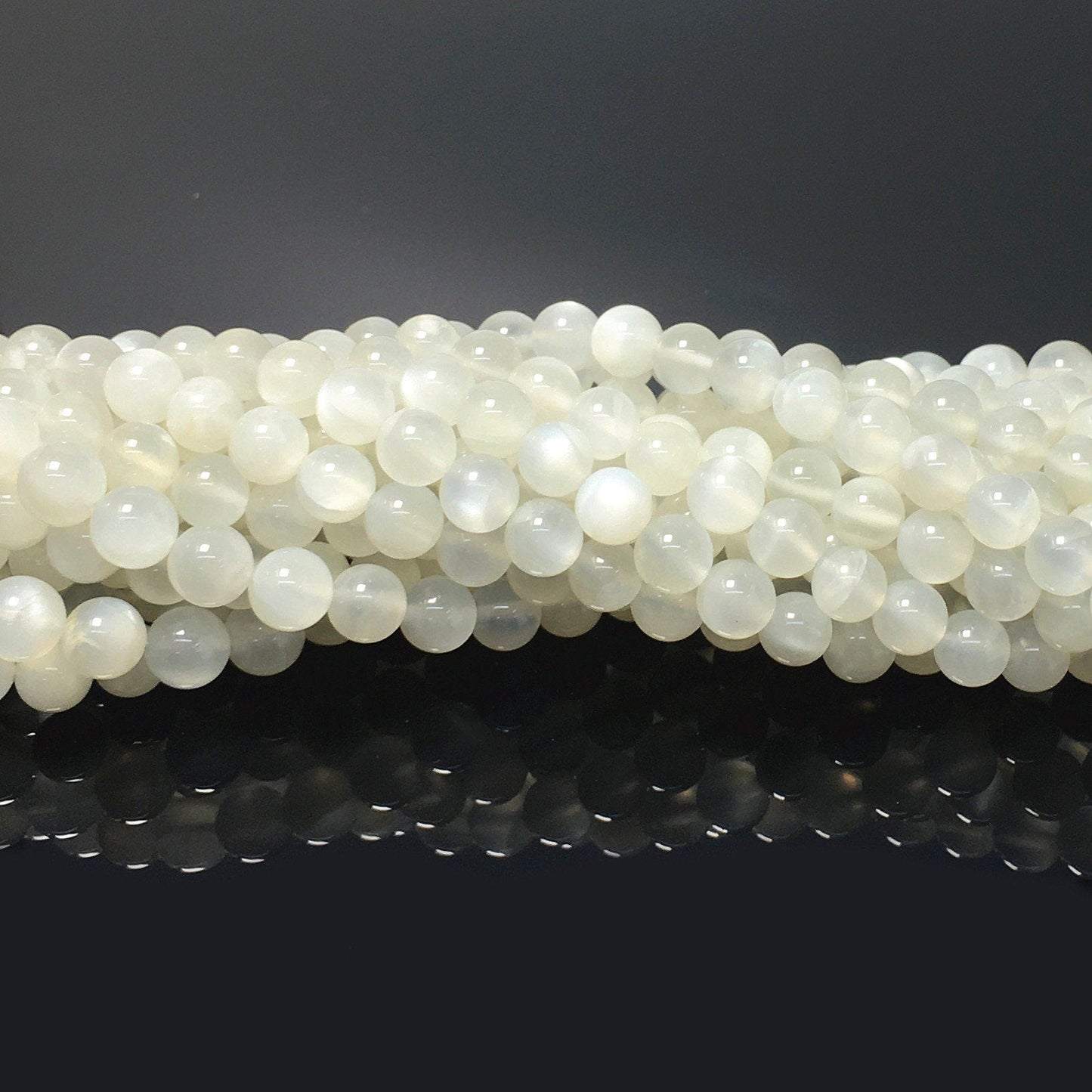 Natural White Milky Moonstone Highly Polished Round Bead