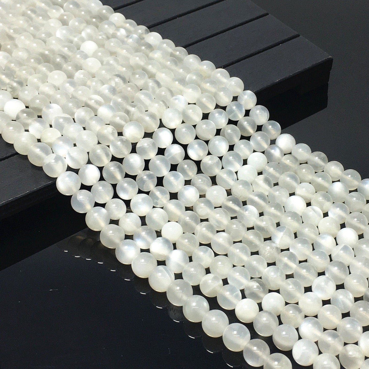 Natural White Milky Moonstone Highly Polished Round Bead