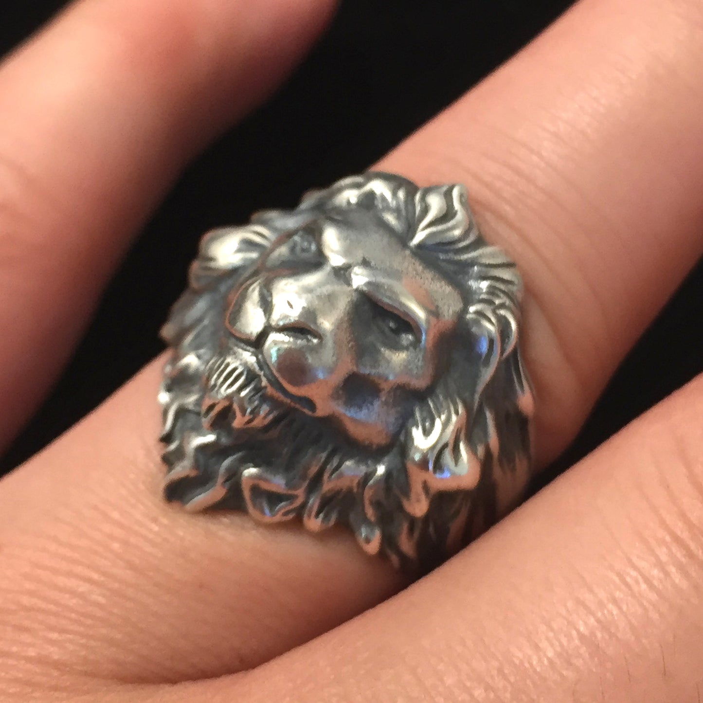 Retro 925 Sterling Silver Ring Men's Personality Carved Lion Jewelry