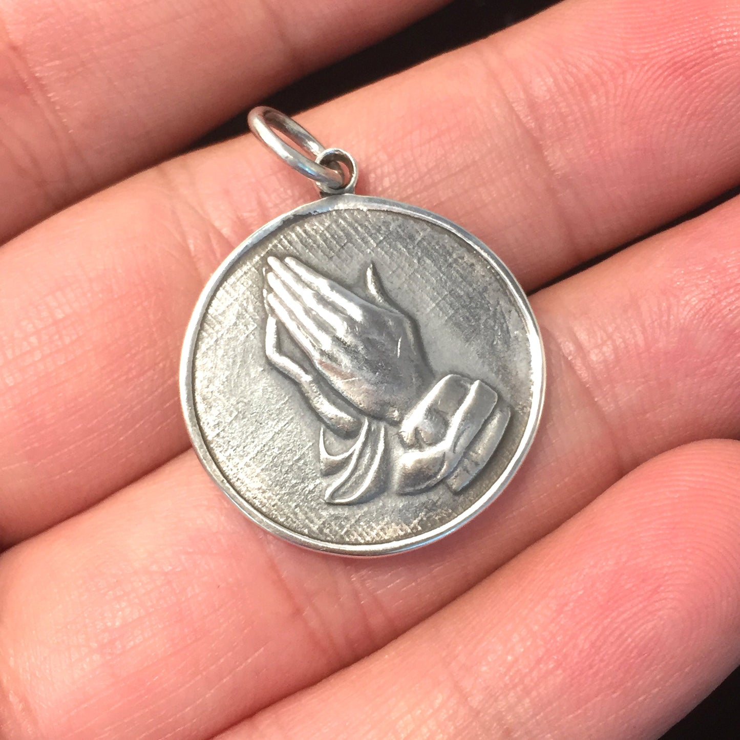 Prayer Hand Pendant Retro 925 Sterling Silver