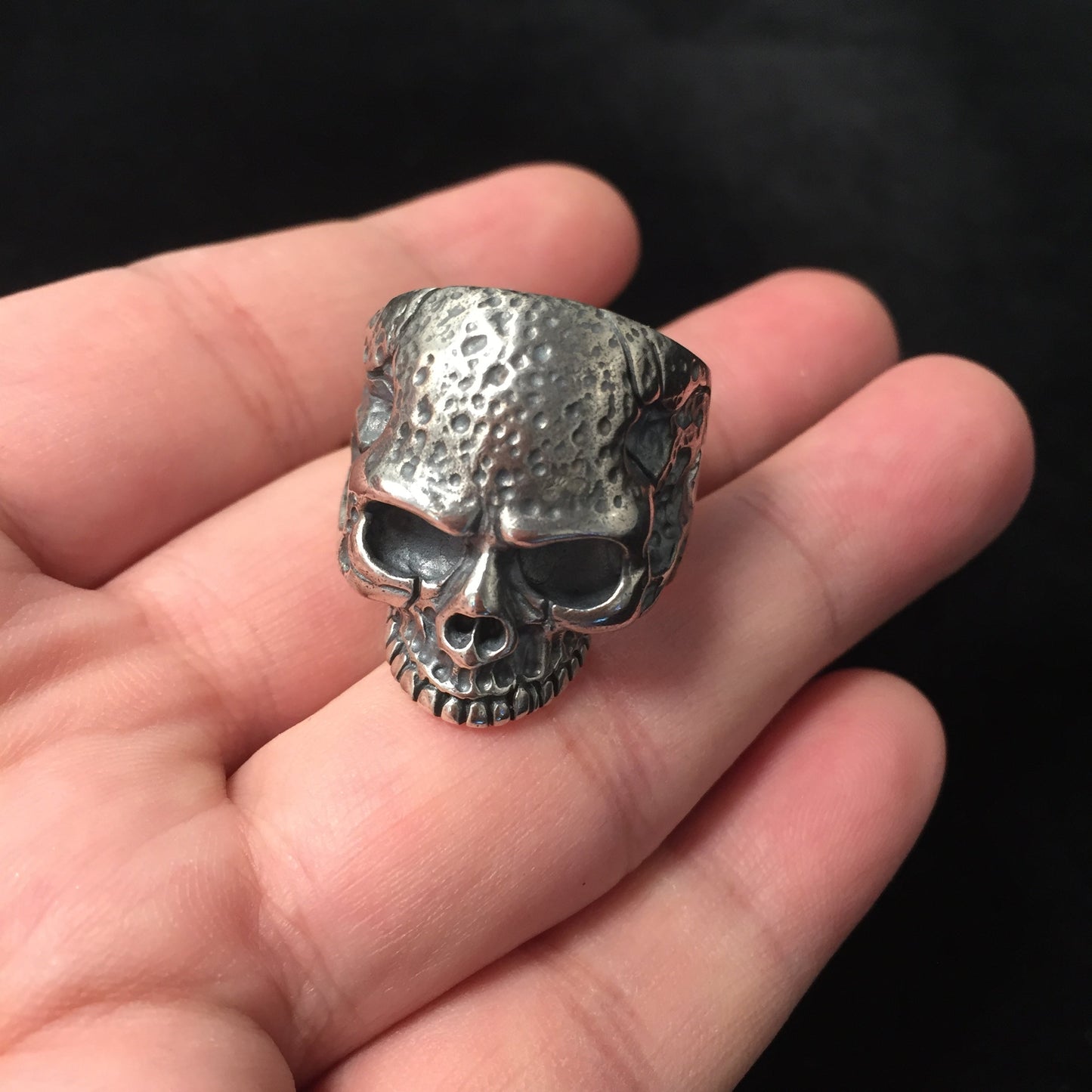 Retro 925 Sterling Silver Human Skull Ring