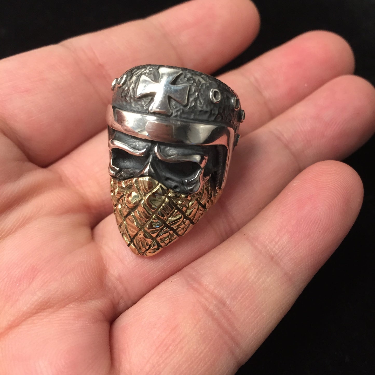 Retro 925 Silver Ring Gothic Mask Skull Men