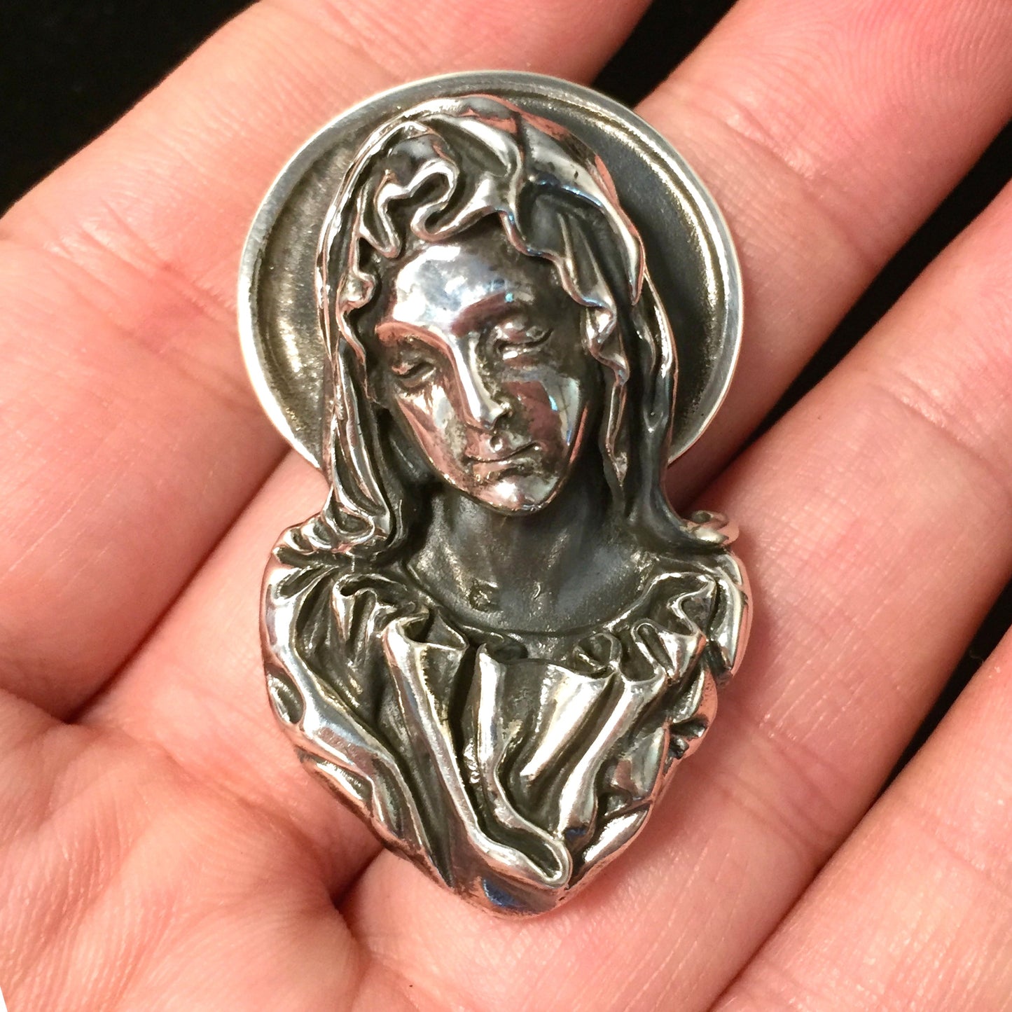 Virgin Mary Couple Retro 925 Silver Pendant