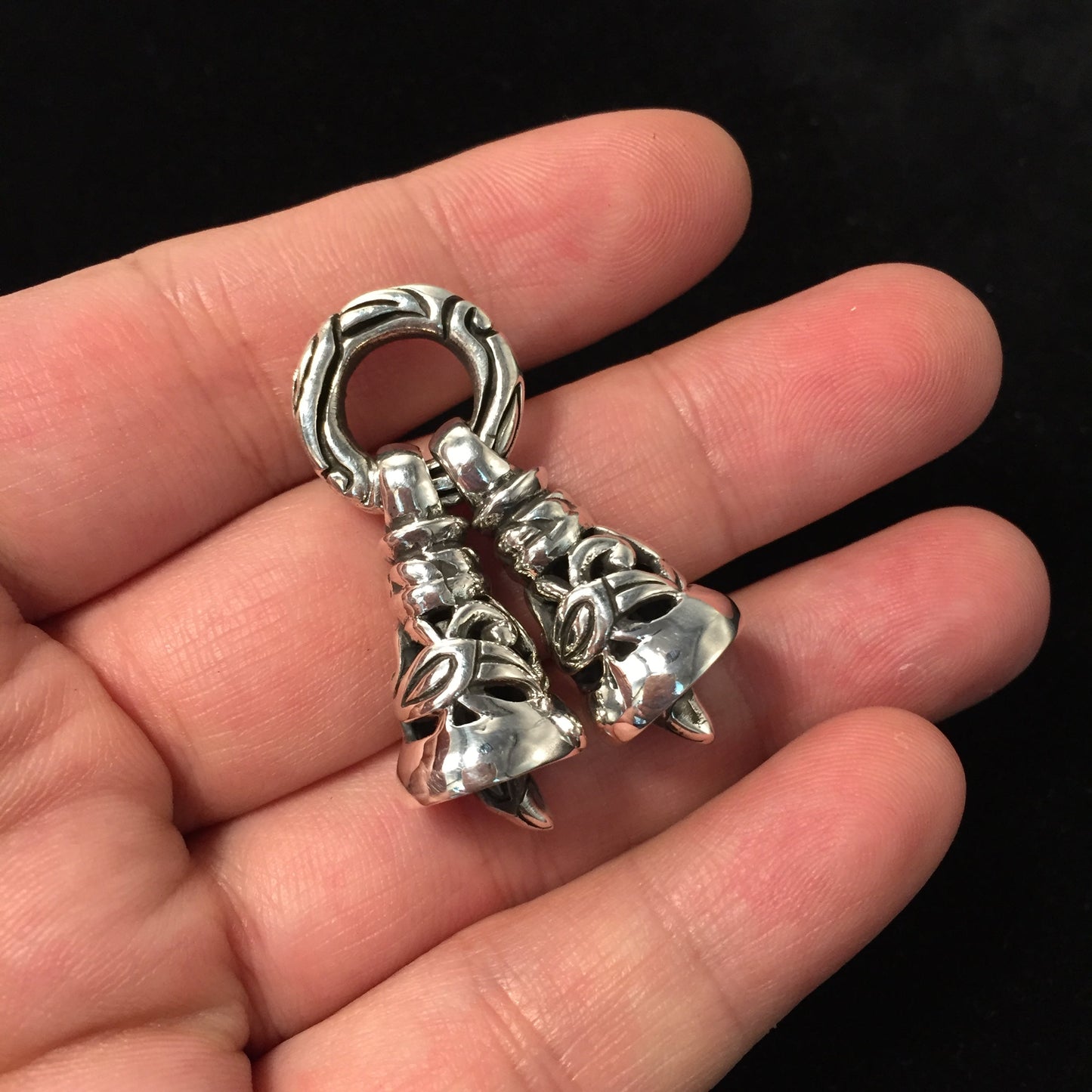 Retro Sterling Silver Hollow Bell pendant