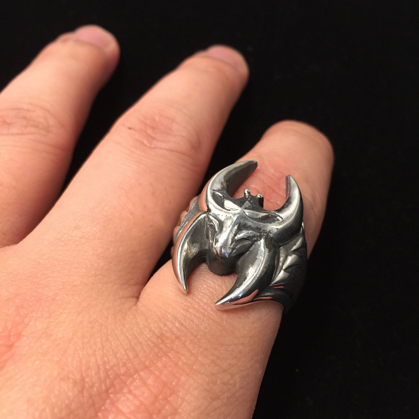 925 Sterling Silver Retro Domineering Fashion Bat Ring