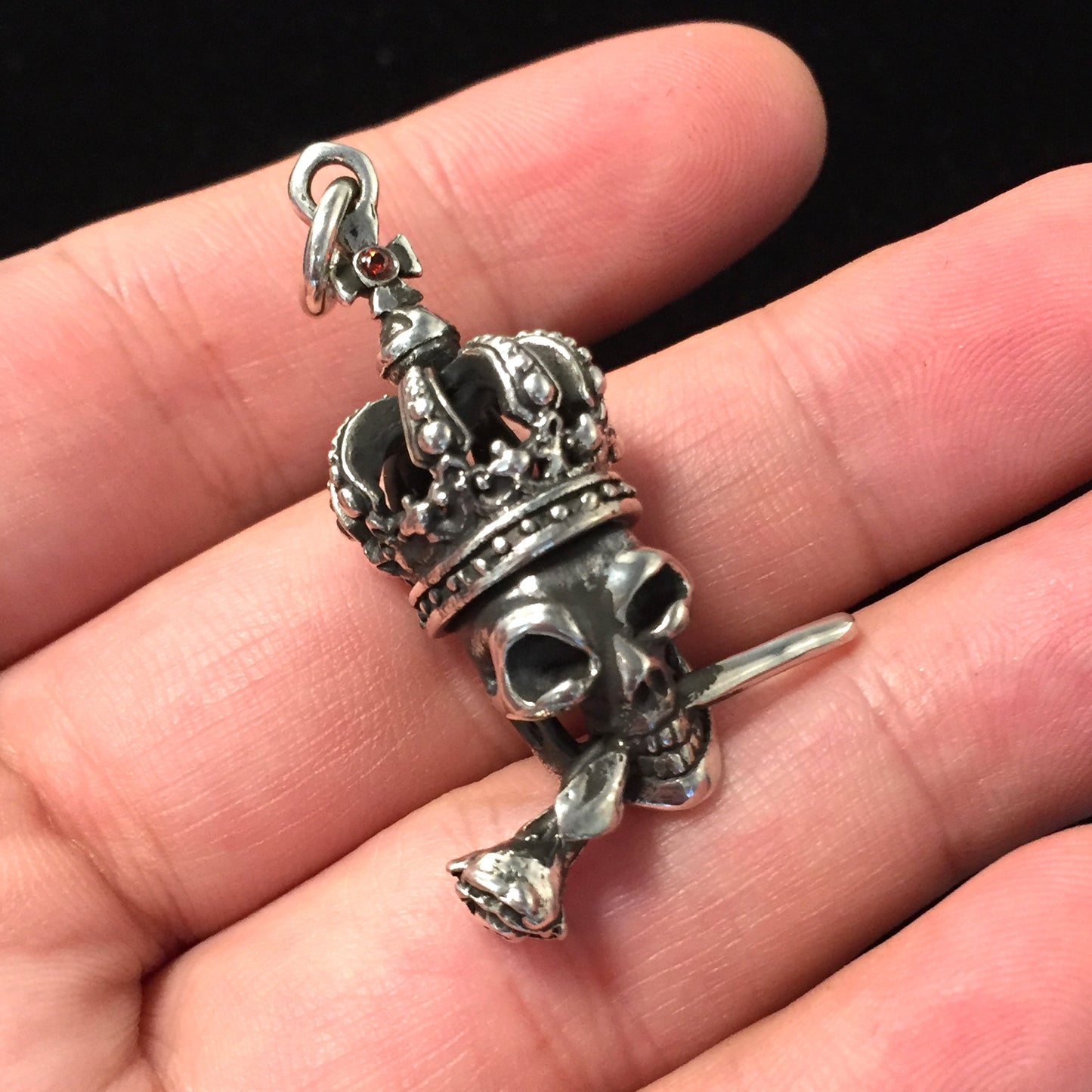 Retro Skull Rose 925 Sterling Silver Pendant