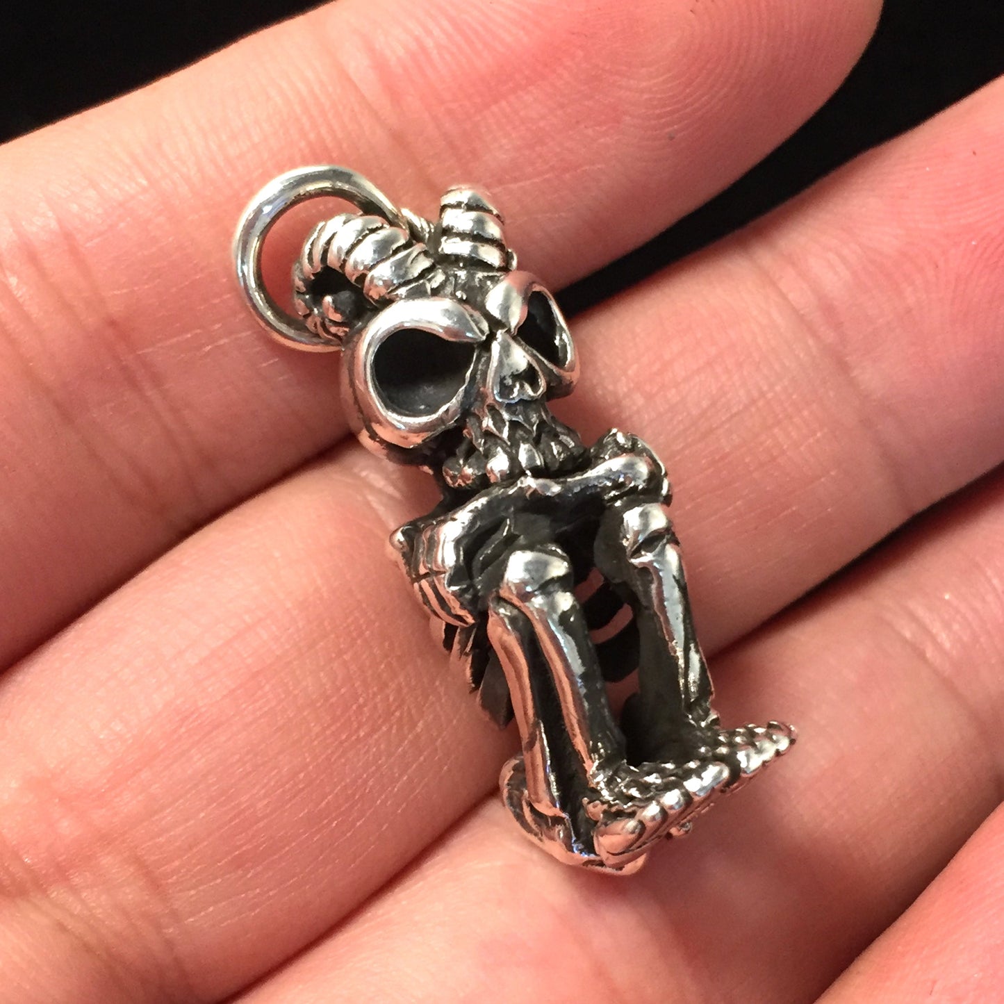 Retro Skull 925 Sterling Silver Pendant