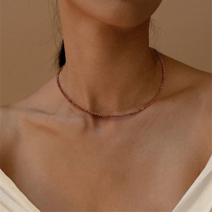 2mm Shining Beads Stone Necklace Choker Jewelry