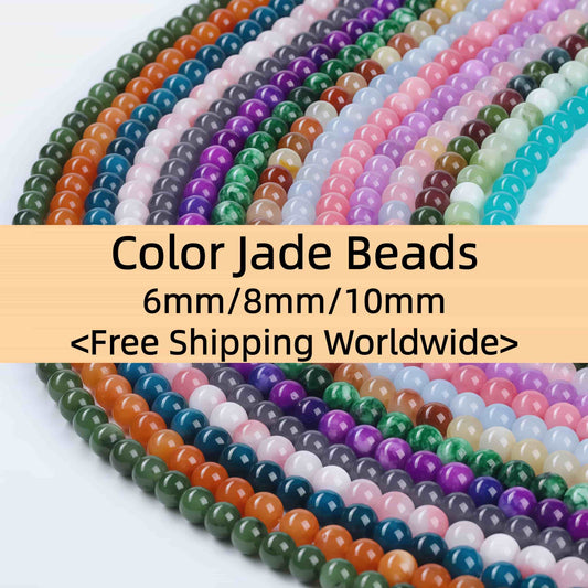 Color Jade Beads Round Smooth/Faceted Beads 6mm/8mm/10mm