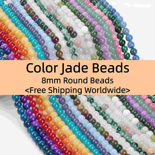 $1.99-8mm Color Jade Beads Round Smooth/Faceted Beads