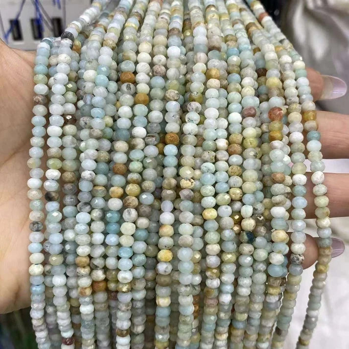 Faceted Rondelle Amazonite Beads
