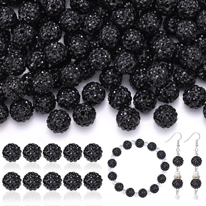 100pcs 10mm Rhinestone Beads Shiny Round Disco Ball Beads Bulk, Sparkle Crystal Clay
