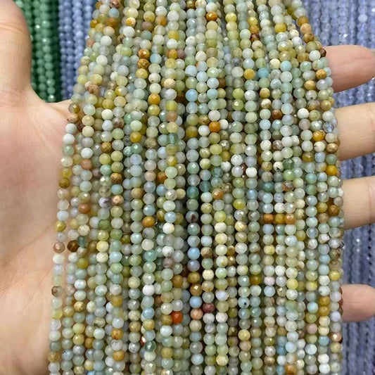 2mm 3mm 4mm Faceted Round Amazonite Beads