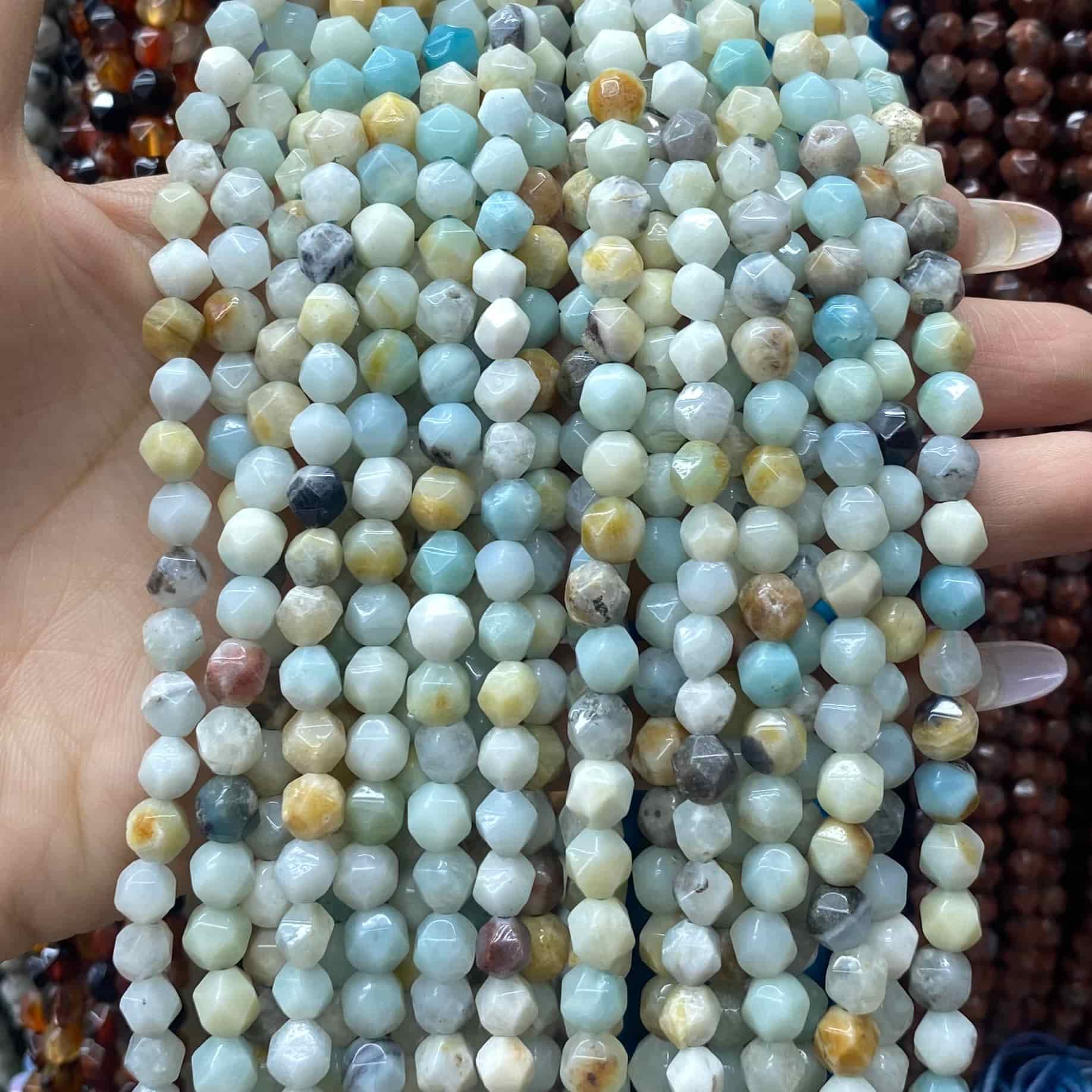 Diamond Faceted Beads 6mm/8mm/10mm Quartz/Jasper/Agate/Crystal