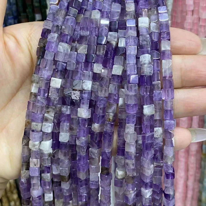 Cube Shape Amethyst Beads