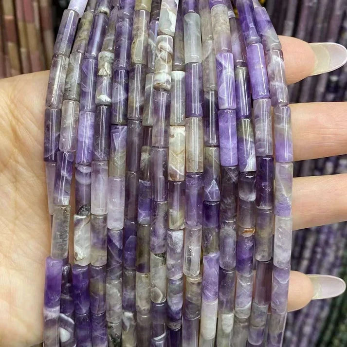 Tube Shape Amethyst Beads