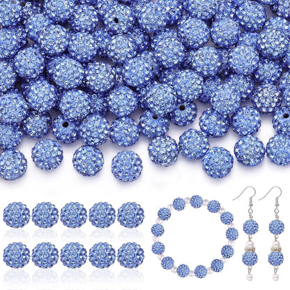 100pcs 10mm Rhinestone Beads Shiny Round Disco Ball Beads Bulk, Sparkle Crystal Clay
