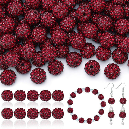 100pcs 10mm Rhinestone Beads Shiny Round Disco Ball Beads Bulk, Sparkle Crystal Clay