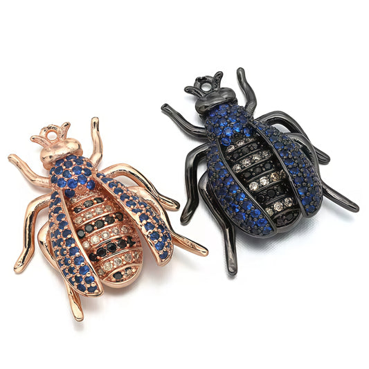1PCS Brass Cubic Zirconia Beetle Charms Pendants