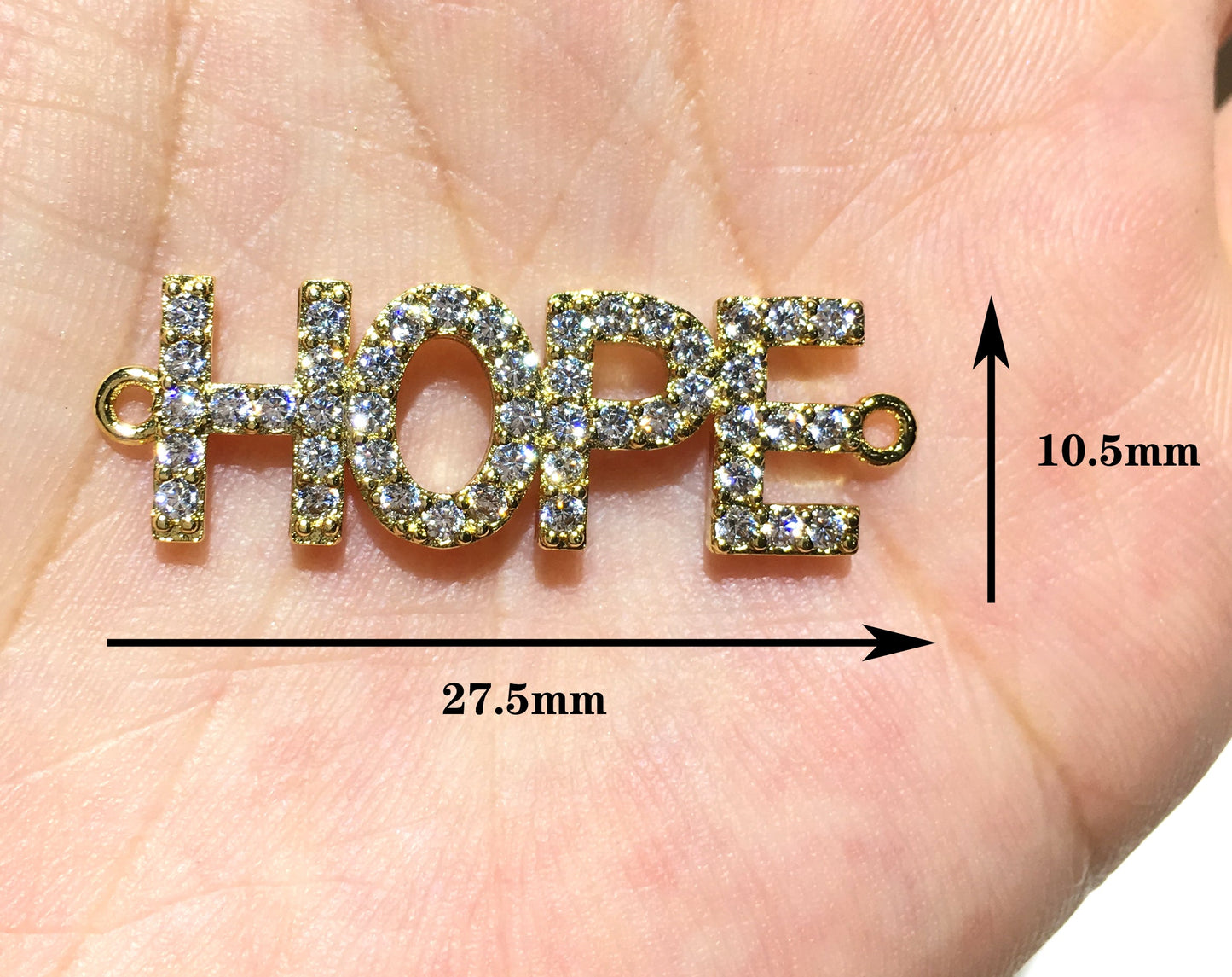 1PCS Brass Cubic Zirconia Vocabulary Slogan Charm