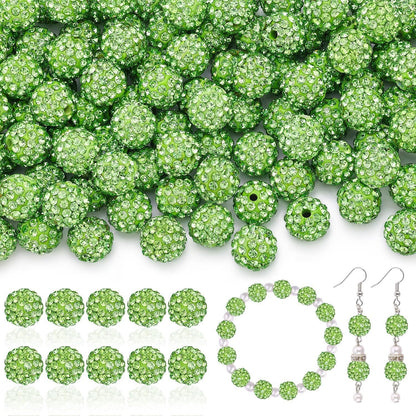 100pcs 10mm Rhinestone Beads Shiny Round Disco Ball Beads Bulk, Sparkle Crystal Clay