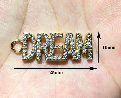 1PCS Brass Cubic Zirconia Vocabulary Slogan Charm