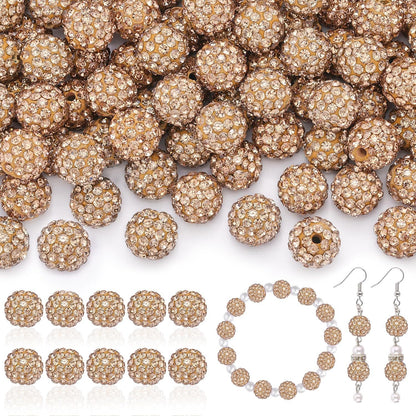 100pcs 10mm Rhinestone Beads Shiny Round Disco Ball Beads Bulk, Sparkle Crystal Clay