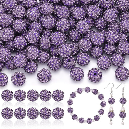 100pcs 10mm Rhinestone Beads Shiny Round Disco Ball Beads Bulk, Sparkle Crystal Clay