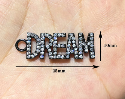 1PCS Brass Cubic Zirconia Vocabulary Slogan Charm