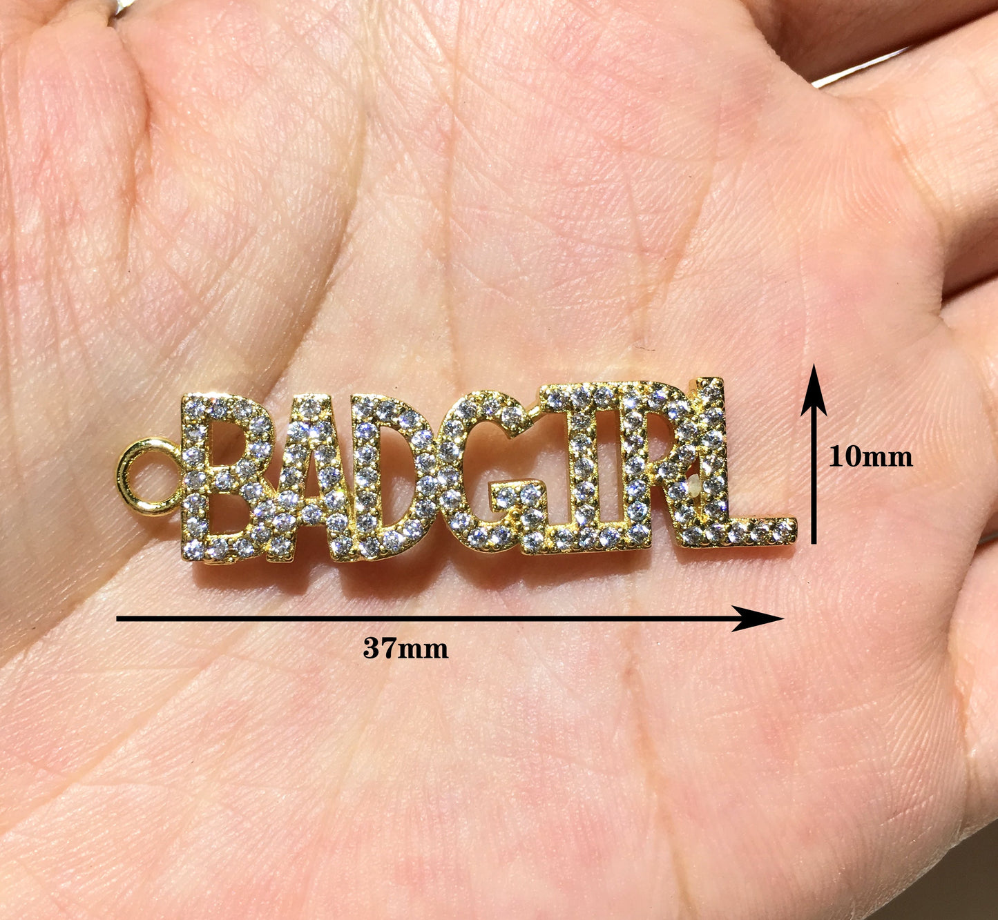 1PCS Brass Cubic Zirconia Vocabulary Slogan Charm