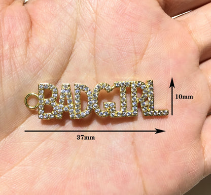 1PCS Brass Cubic Zirconia Vocabulary Slogan Charm