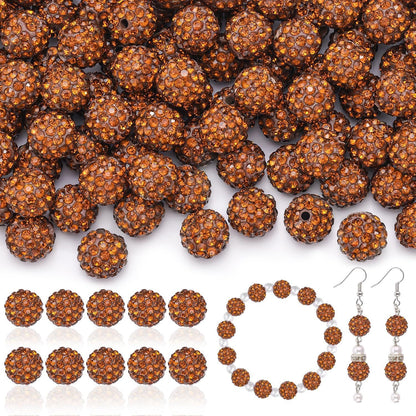 100pcs 10mm Rhinestone Beads Shiny Round Disco Ball Beads Bulk, Sparkle Crystal Clay