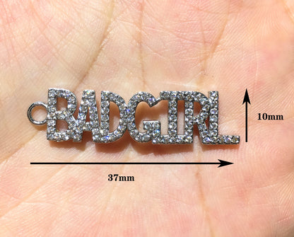 1PCS Brass Cubic Zirconia Vocabulary Slogan Charm
